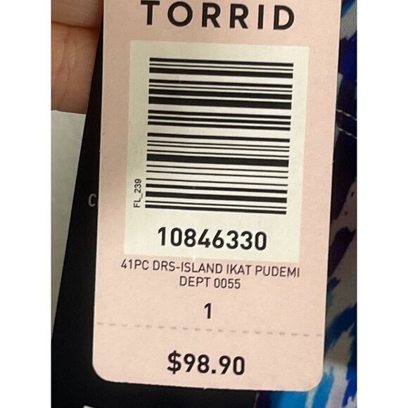 Torrid Tie Dye Swim 1X Blue One Piece Chevron Peplum Tropical Aztec Boho Western - Picture 11 of 16